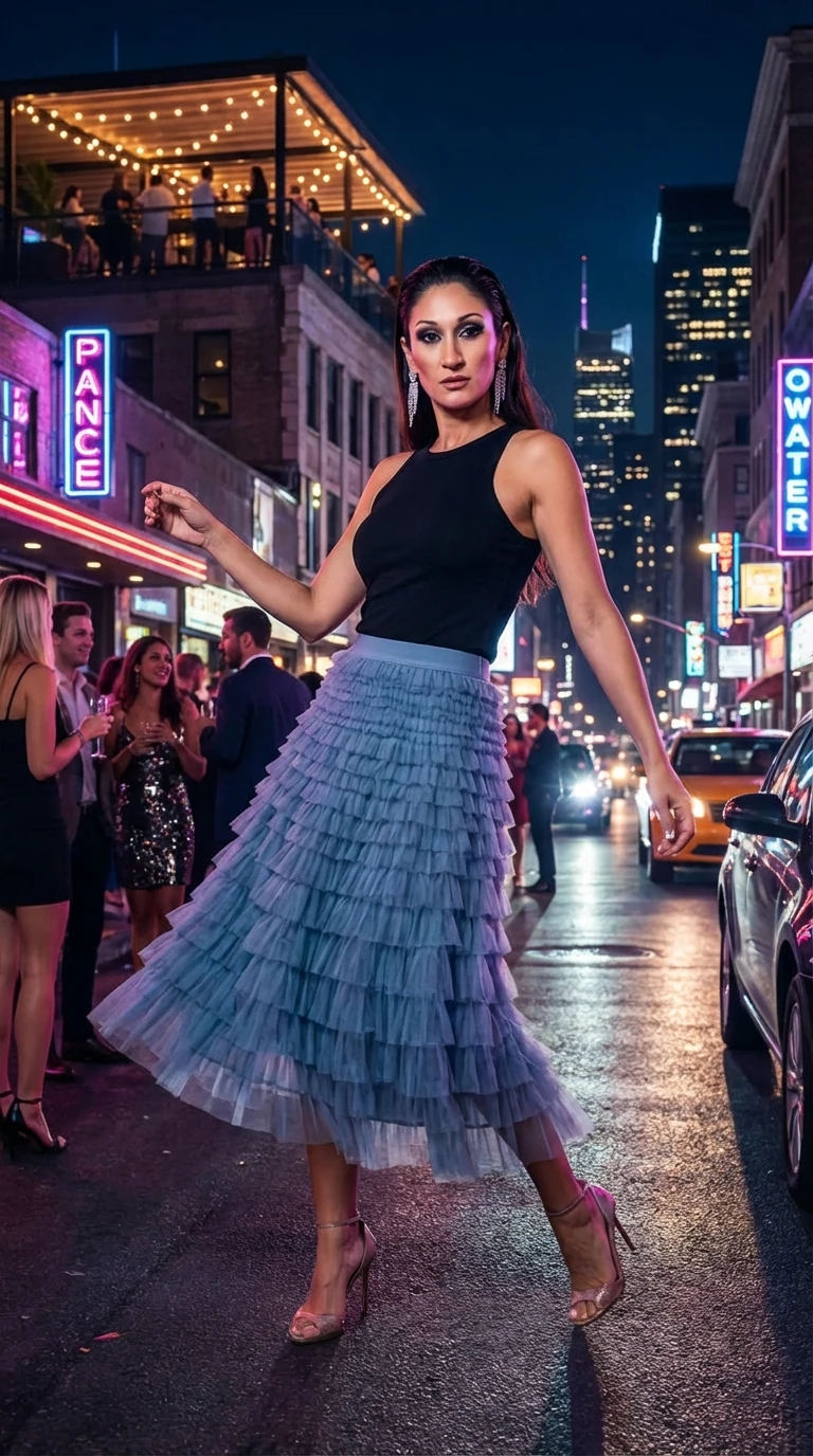 Falda "Sky Tiers" – Textura y Movimiento Infinito - Vista 2 | Drizzary Store
